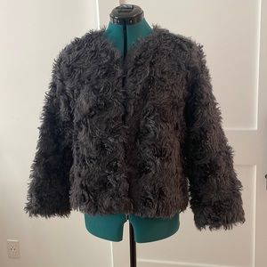 Wren Fluffy Mohair Silk Lined Jacket Size M